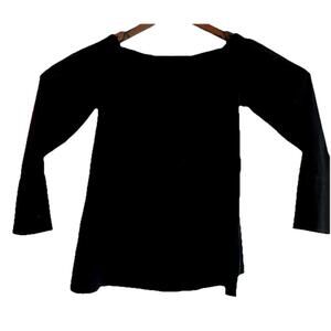 Lafayette 148 New York Amy Off-the-Shoulder Long Sleeve Blouse Black S NWOT